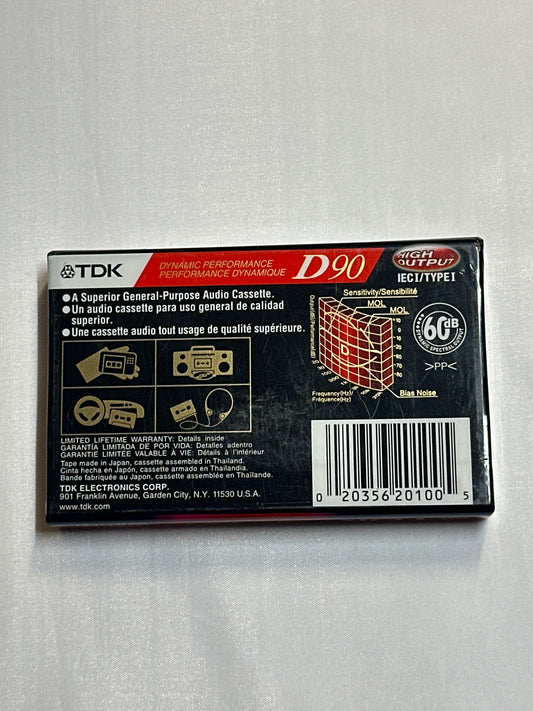 TDK D-90 Type I Normal Bias Blank Cassette Sealed 90 Minutes