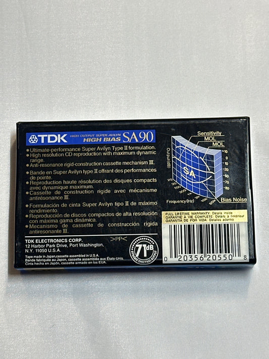 TDK SA-90 Type II High Bias Blank Sealed Cassette 90 Minutes