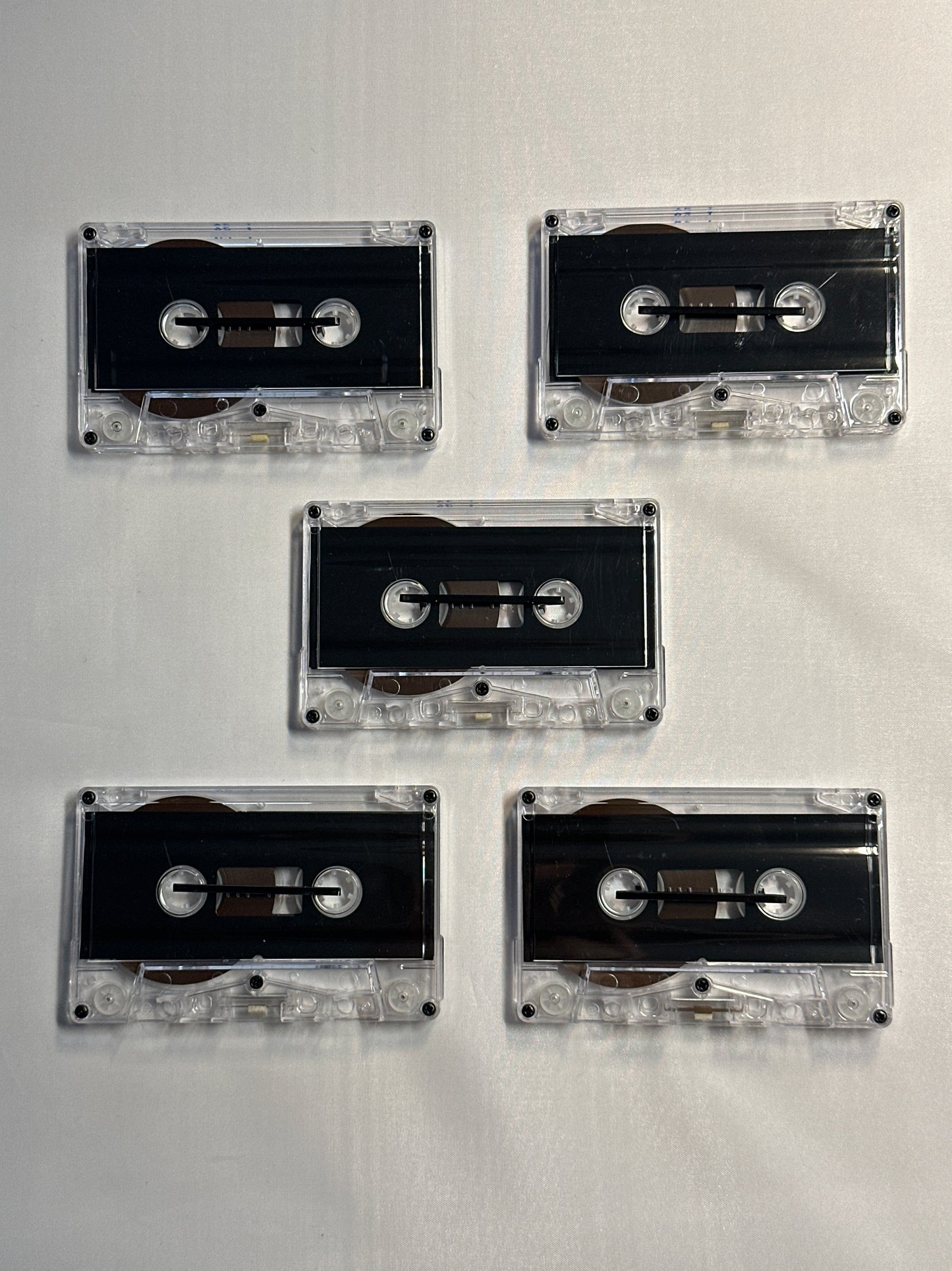 LOT 5 Loose Unbranded Type I 90 Minutes Blank Cassettes Clear Shell