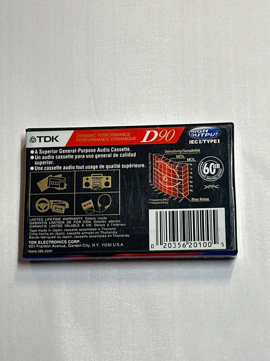 TDK D-90 Type I Normal Bias Blank Cassette Sealed 90 Minutes