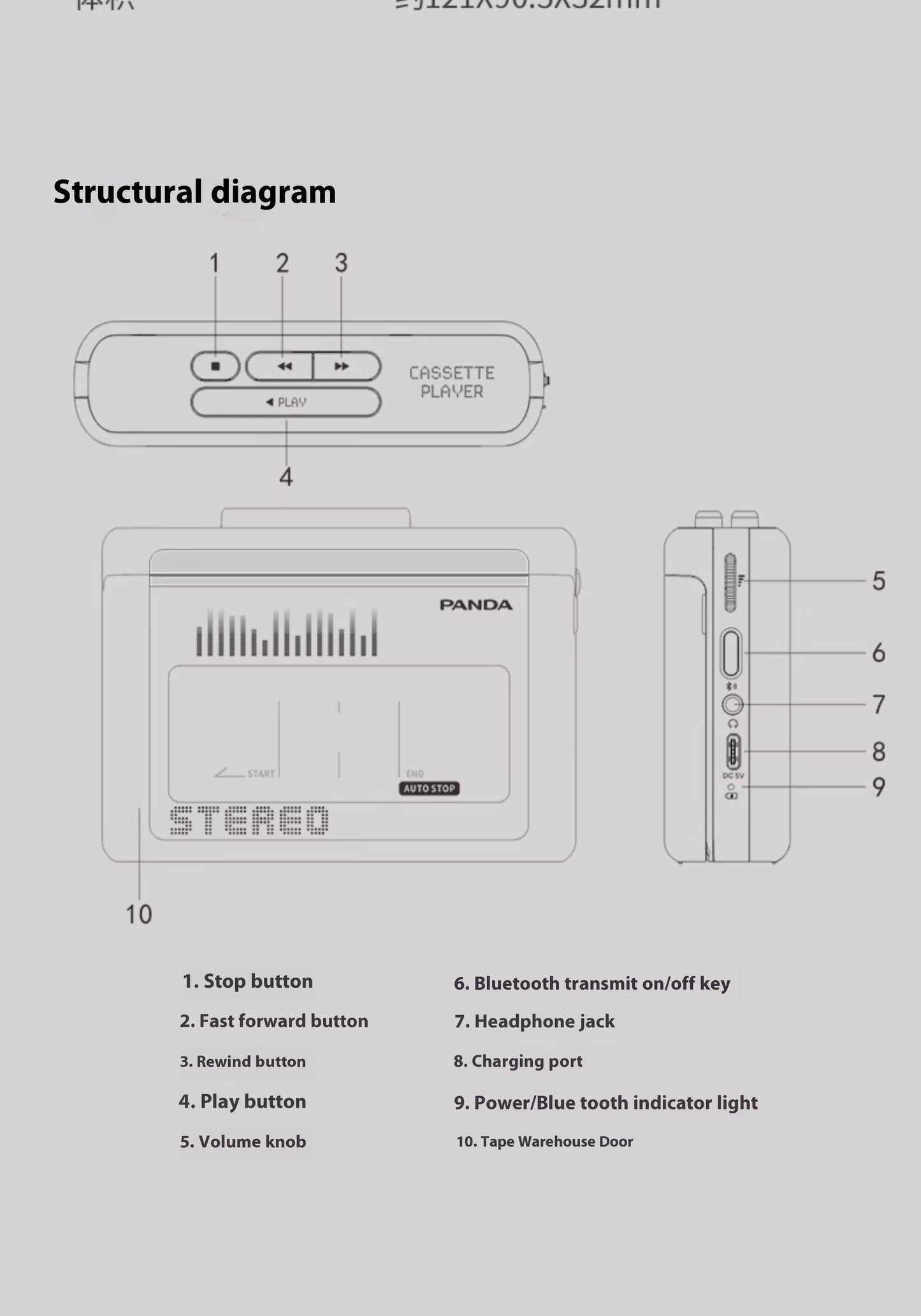 PANDA W10i Portable Cassette Player Stereo Bluetooth New