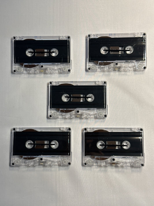 LOT 5 Loose Unbranded Type I 90 Minutes Blank Cassettes Clear Shell