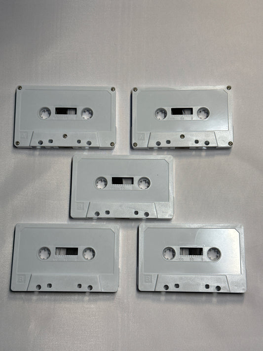 LOT 5 Loose Unbranded Type I 60 Minutes Blank Cassettes White Shell